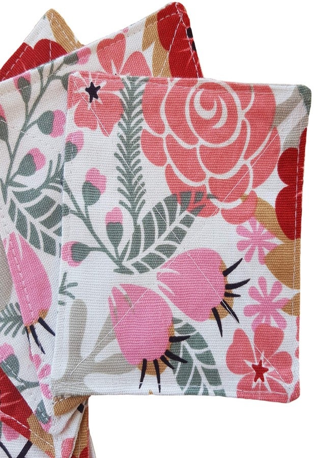 CUSHYSTORE 2 Layers Coasters Saucers Canvas Floral Botanical Fabric 4", 6 Pack - Sweet Exotic Flower - Image 3